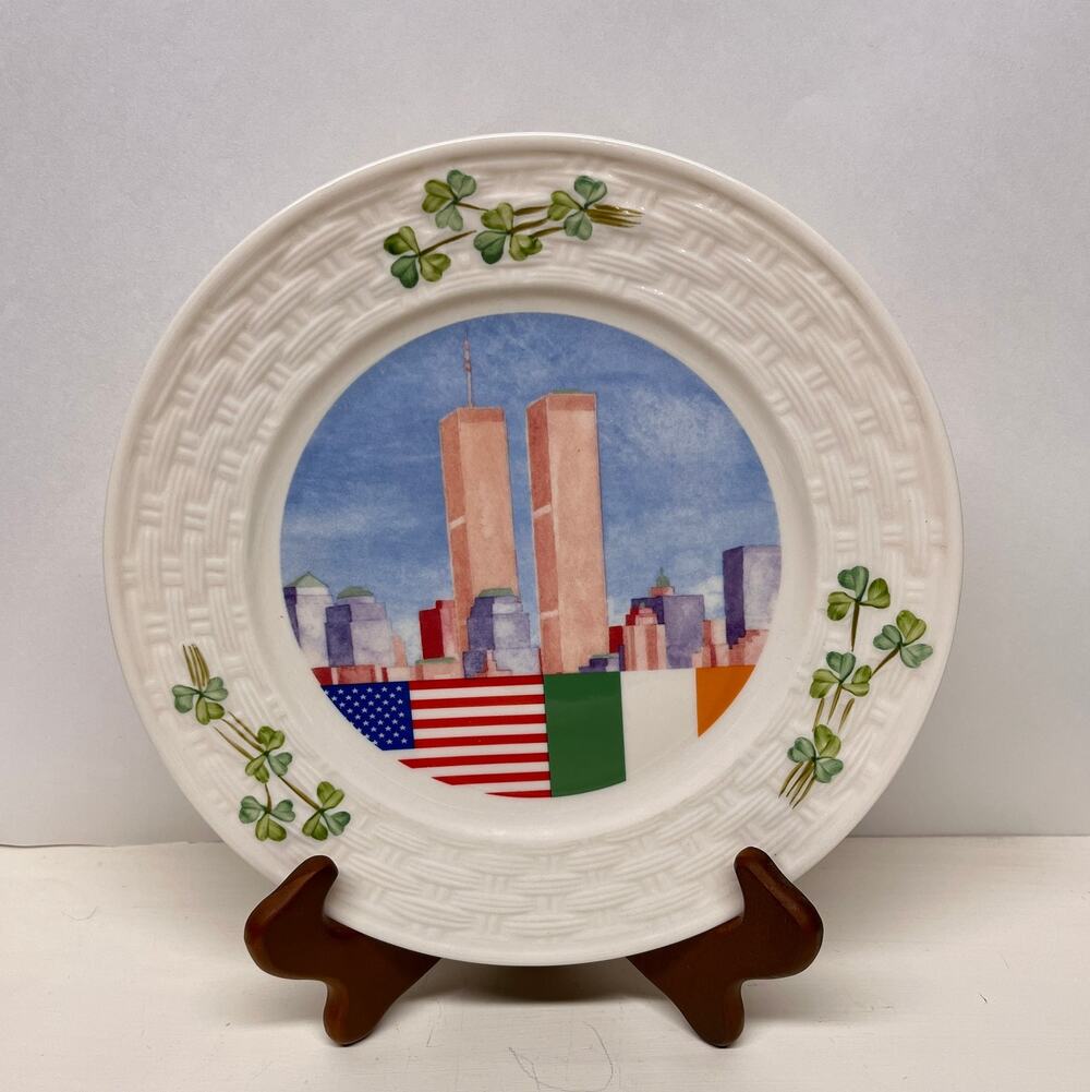 Belleek Irish American Disaster Relief Fund Twin Tower Memorial Plate